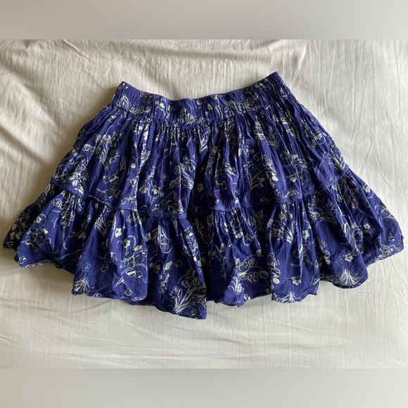 Treasure & Bond Mini Skirt in Blue Tiered Cotton, size Small - Picture 2 of 7